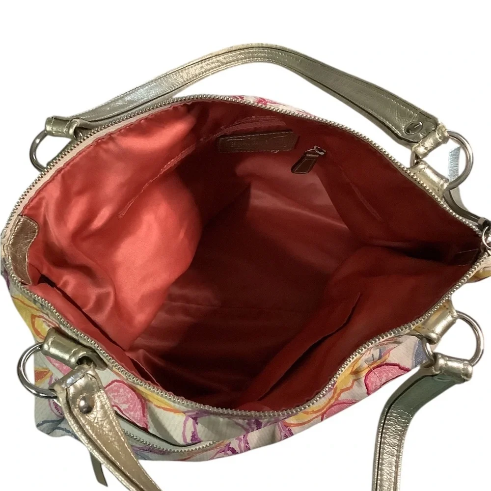 Vintage coach  poppy dream Multicolor Signature C print Tote Bag - Picture 3 of 6